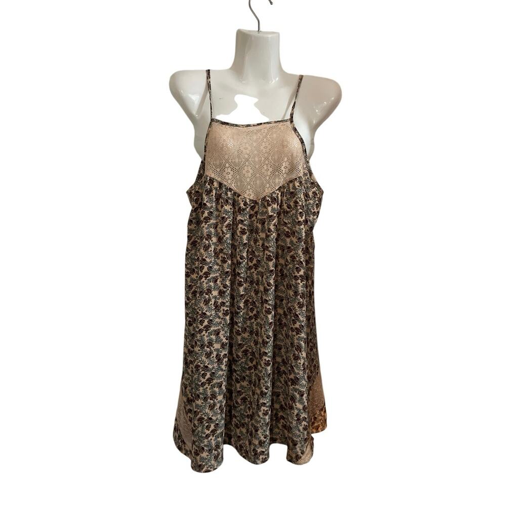 Kendall & Kylie Spaghetti Strap Boho Babydoll Swing Slip Dress M Floral Ditsy